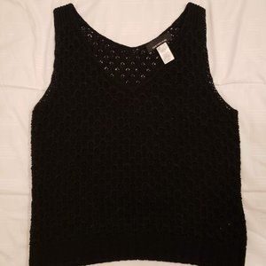 Jones New York Top. Black Crochet Knit Top.Size L